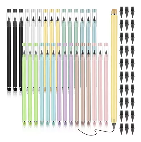 Fuutreo 30 Pcs Inkless Pencil Everlasting Reusable Pencil with 30