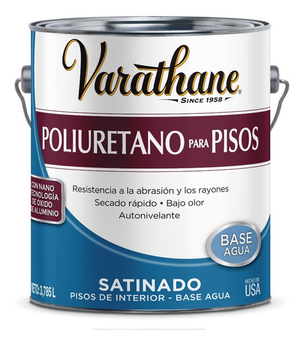 Poliuretano Pisos Varathane Satinado Base Agua X 4 Lts.