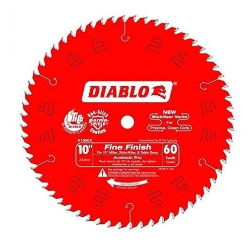 Disco Sierra Diablo  10' Pulgadas    60 Dientes  Corte Fino