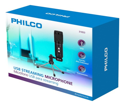Micrófono Condensador Usb Streaming Philco