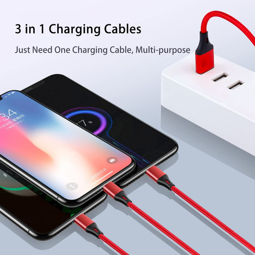 Cable De Carga Rápida Usb 3 En 1 Para Android Micro Tipoc