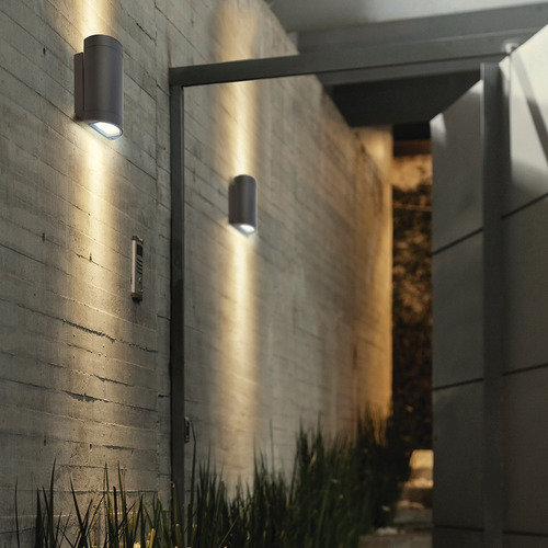 Lampara Muro Led Exterior Gris 14.5w Luz Suave Cálida Hled-8