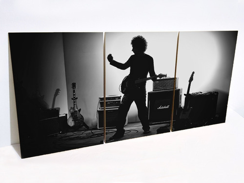 Gustavo Cerati Rock Cuadro Triptico Decorativo Byn Small