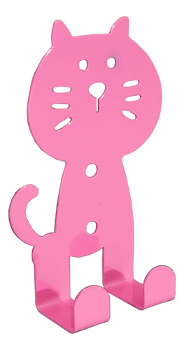 Soportes De Pared Con Ganchos Para Colgar Figura De Gatito Color Rosa