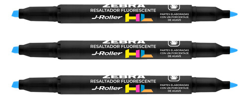 Resaltador Fluorescente Zebra J-roller Hl Caja 6 Piezas Azul