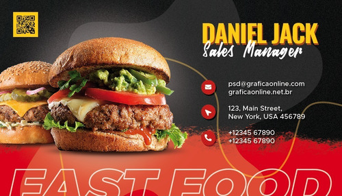 Imagem 2 de 2 de Arte Digital Para Cartão De Visita De Hamburgueria Editável