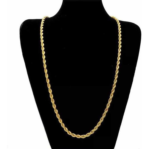 Cadena En Oro Laminado 18k Collar Tejido Trenzado 70 Cms