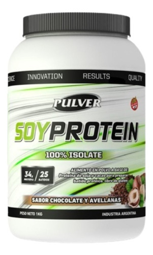 Imagen 1 de 2 de Suplemento Soy Protein Pulver 1 Kg Proteina De Soja Sabor Chocolate/avellanas