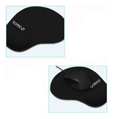Mousepad Ergonômico Apoio Punho 20x24cm Preto Emborrachado