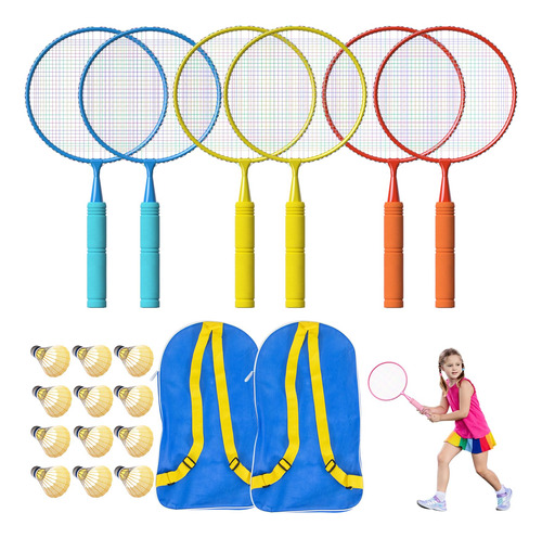 Juego De 6 Raquetas De Badminton Para Ninos Con Agarre Suave