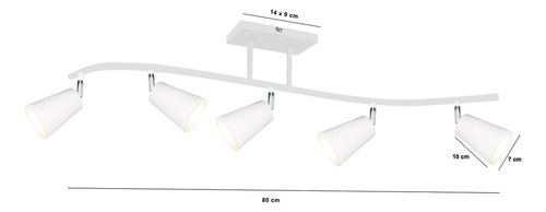 Lampara Aplique Barral Techo Moderno 5 Luces Spot Movil E27 Estructura Blanco
