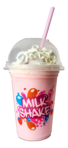 Vaso Plástico Milkshake 400ml Por 50 Unidades Con Tapa  