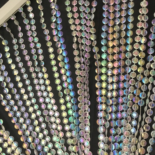 Cortina De Miçanga Decorativa Acrílica Diamante Iridescente