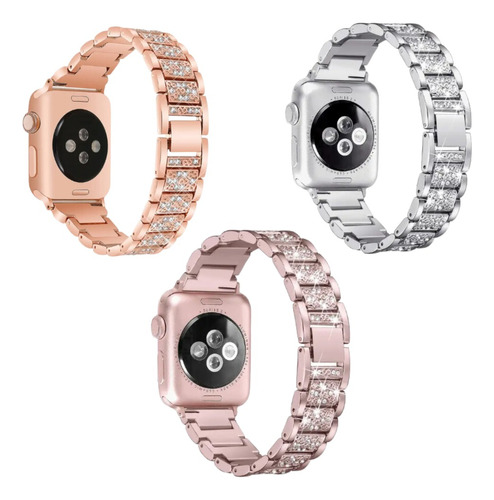 Correa Metálica Brillos Compatible Con Apple Watch 38 A 49mm