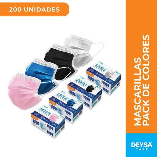 Mascarillas Desechables 50 Un 4 Cajas (200 Un). Deysa Colors