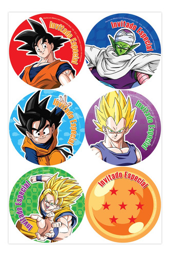 24 Distintivos Stickers Fiesta Dragonball Z Goku
