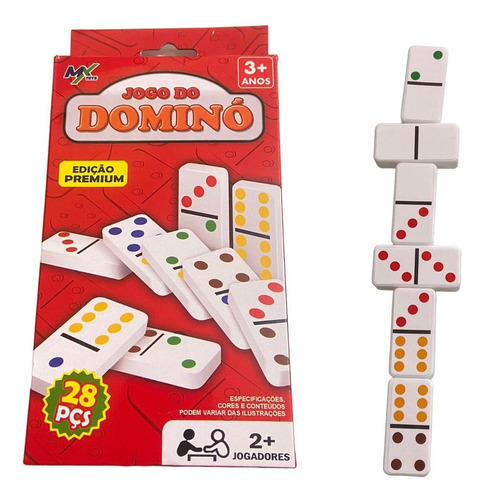 Dominó De Plástico Simples Com 28 Peças Brinquedo Festa