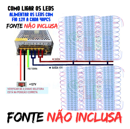 600pçs Módulo Led String Led Ip67 3led 5730 1,7w Frio 6500