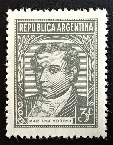 Argentina, Sello Gj 870 Moreno 3c Sol Ra Ro 1946 Mint L14024