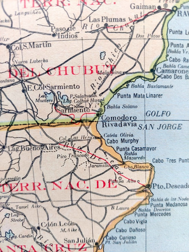 Mapa 1939 Ferrocarriles Argentina Chile Uruguay Patagonia (Usado)