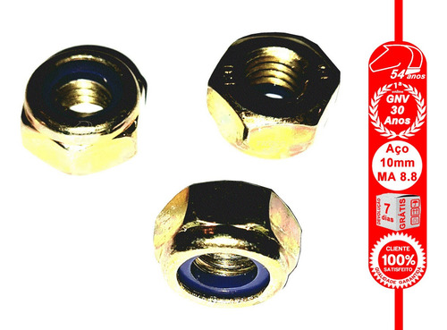 Imagem 2 de 6 de Porca Sextavada 10 Mm Auto-travante Nylon Ma 8.8 Chave 16mm