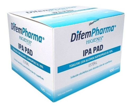 Imagen 3 de 3 de Alcohol Ipa Pad Higienix Difem Caja 100 Unidades