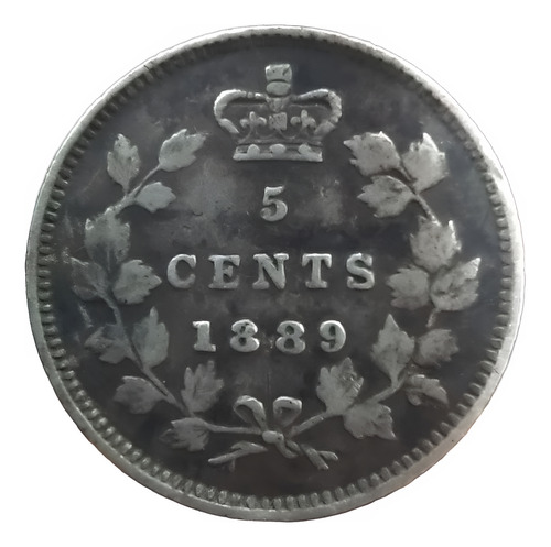 Antigua Moneda De Plata 5 Cents Canadá 1889 Km# 2