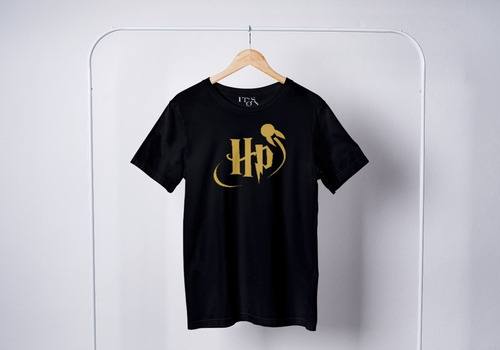 Playera Logo Harry Potter Dorado Con Snitch Dorada. Oro.