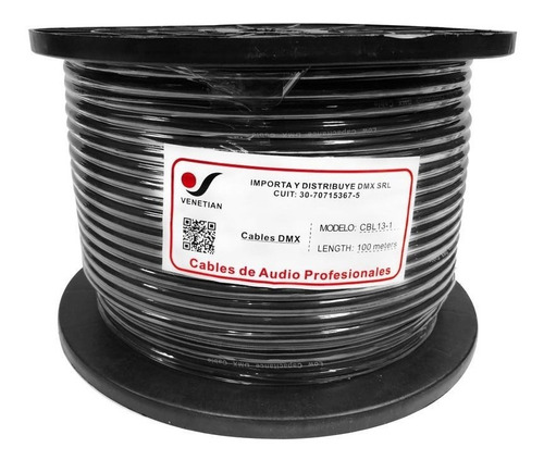 Venetian Cbl13-1 Rollo Cable Dmx 120 Ohms 100 Metros Para Luces Xlr Canon Ilminacion Full 