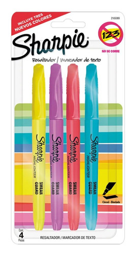 Resaltadores Sharpie Highlighter Pocket X 4 Colores Fluo