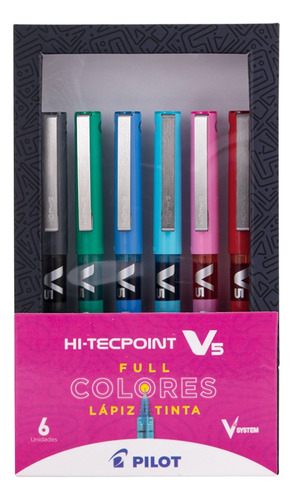 Set Lápices Tinta Hi-tecpoint V5 6 Colores 
