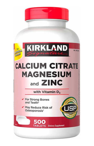 Kirkland Citrato De Calcio,magnesio Y Zinc + D3 500 Tabletas