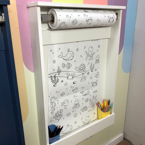 Lousa Infantil Painel Branco Criação Desenho Com Rolo
