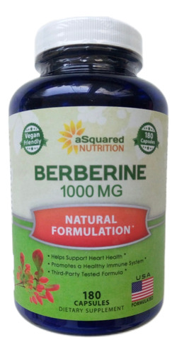 Berberine 1000mg X 180 Capsulas Asquared Nutrition -en Stock