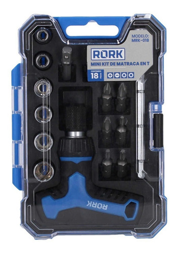 Kit De Puntas Y Dados Rork Mrk018 18 Piezas Con Matraca En T