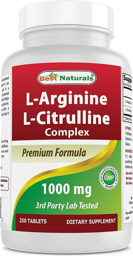 L-arginina Con L-citrulina Complejo (1000mg) Best Naturals Sabor S/n