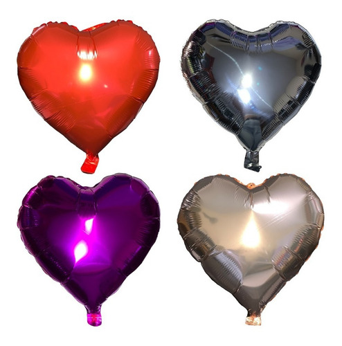 10 Globos Metalicos Corazon 45 Cm Helio