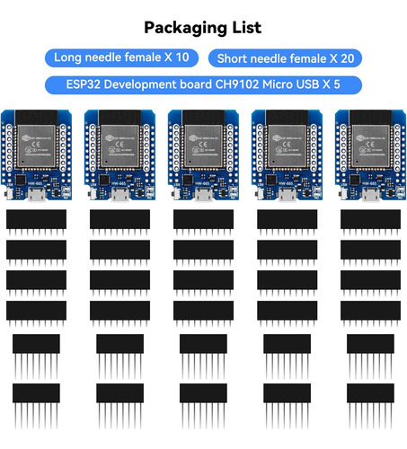 5 Piezas D1 Mini Esp32 Esp-wroom-32 Wlan Wifi Bluetooth Iot