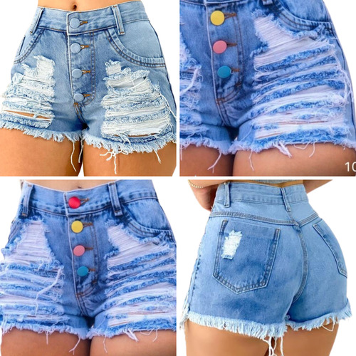 Kit 2 Shorts Jeans Curto Com 4 Botões: Duas Vezes Mais