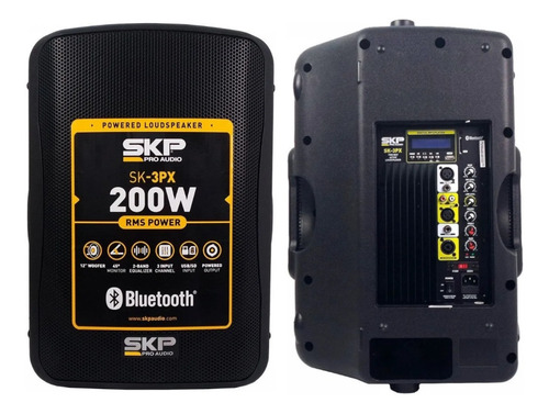 Imagem 3 de 5 de Caixa De Som Skp Ativa 12 200w Sk-3px Bluetooth Usb