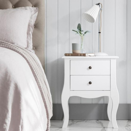 Set De 2 Veladores Dormitorio Genova 2 Cajones Blanco