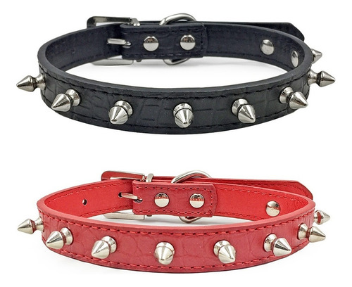 Collar De Cuero Con Tachas Para Perros Y Gatos