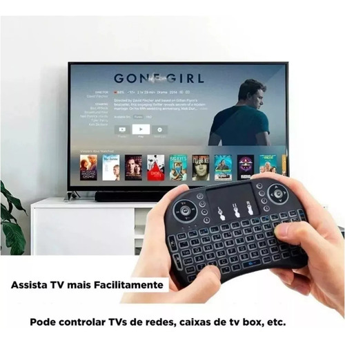 Mini Teclado Para Smart Tv Box Recarregável Sem Fio Com Led