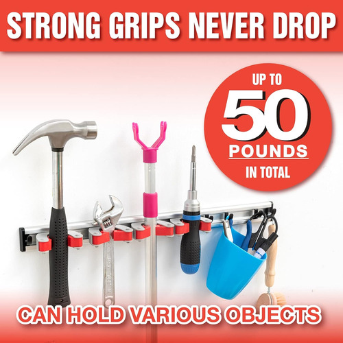 Soporte De Pared Para Escoba De 20 Pulgadas, 4 Soportes Desl