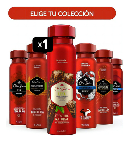 Desodorante Spray Old Spice 96 Gr - Colección Completa Fragancia Leña