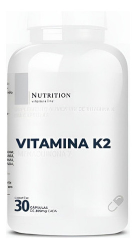 Vitamina K2 (menaquinona 7) 30 Cápsulas De 400mg Sabor Sem Sabor