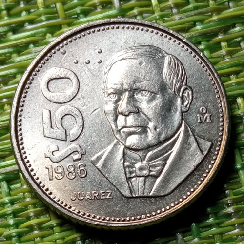 Moneda 50 Pesos Juarez 1986 Fecha Clave Sin Circular Brillo 