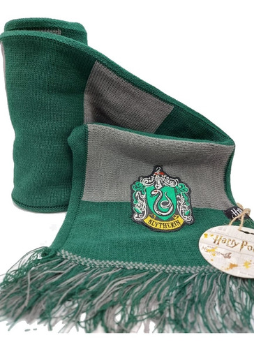 Bufanda Harry Potter Slytherin Rayada Con Escudo Oficial