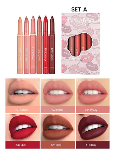 Juego De Lápiz Labial De 12 Colores, Lápiz Labial Mate Que N