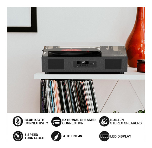 Player De Discusión De Vinilo Con Altavoces, Tocadiscos De 3